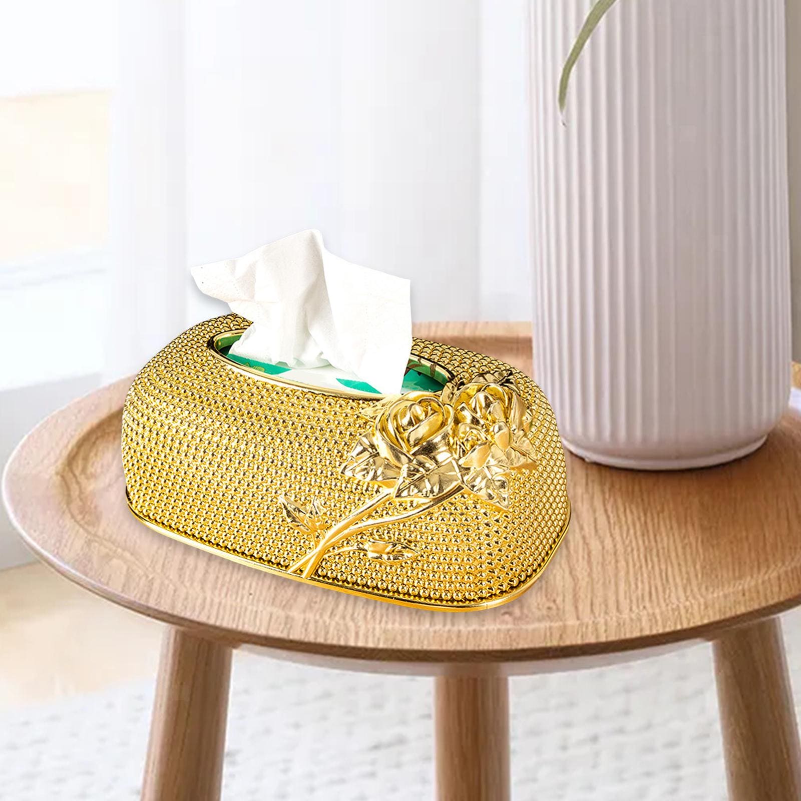 Acrylic Rose Tissue Box, Luxury Napkin Box, Flower Pattern Facial Tissue Box, Desktop Napkin Storage Box, Gold Luxurious Bling Tissue Holder, Napkin Container for Bedroom And Dining Room Acrylic Rose Tissue Box, Luxury Napkin Box, Flower Pattern Facial Tissue Box, Desktop Napkin Storage Box, Gold Luxurious Bling Tissue Holder, Napkin Container for Bedroom And Dining Room